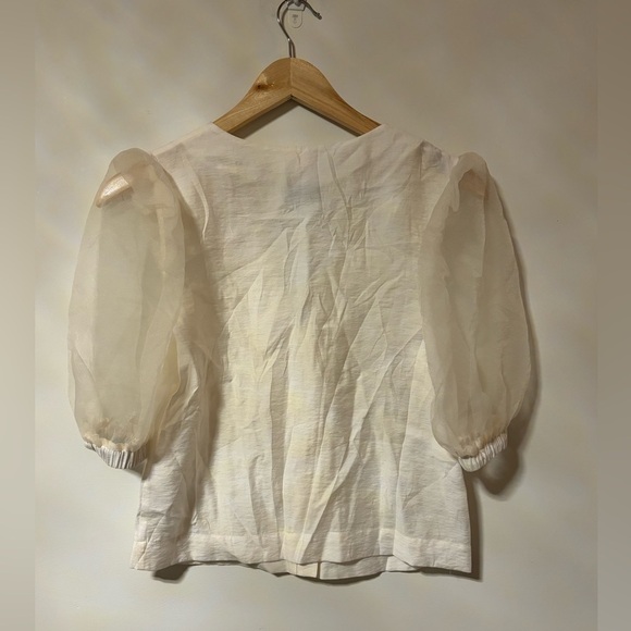 Topshop-ORGANZA SLEEVE BLOUSE IN IVORY - Picture 6 of 7